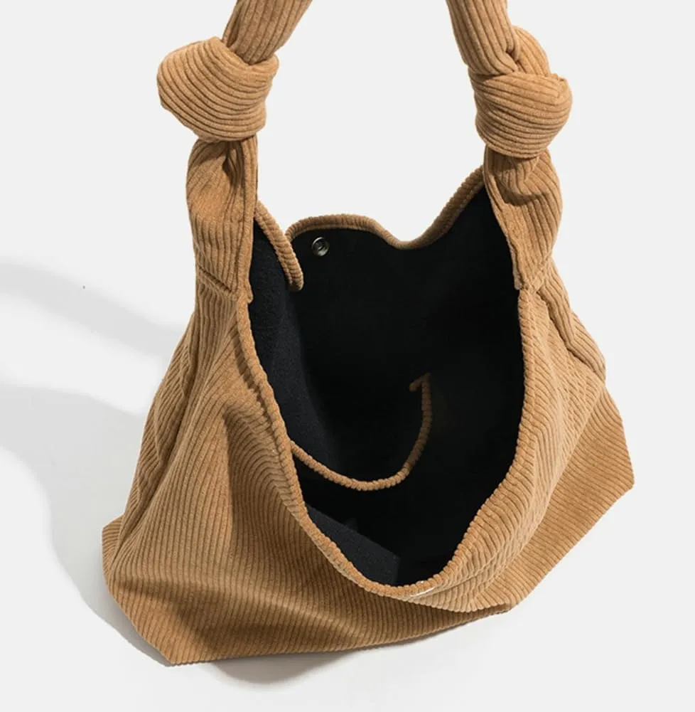 Slouchy Corduroy Tote Bag for Women Baggy Shoulder Bag Large Hobo Bag Retro Carryall Bag Everything Tote Office Tote