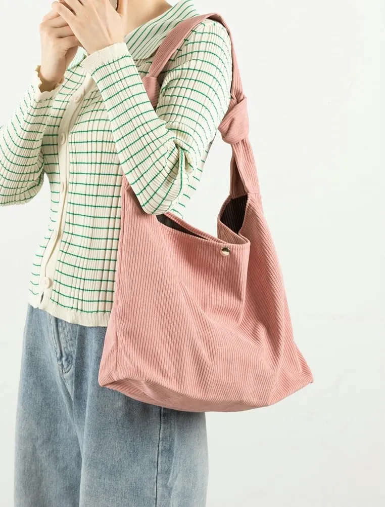 Slouchy Corduroy Tote Bag for Women Baggy Shoulder Bag Large Hobo Bag Retro Carryall Bag Everything Tote Office Tote
