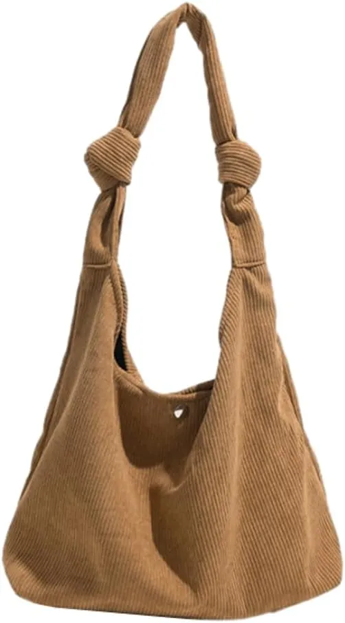 Slouchy Corduroy Tote Bag for Women Baggy Shoulder Bag Large Hobo Bag Retro Carryall Bag Everything Tote Office Tote