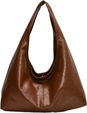 Slouchy Hobo Bag for Women Soft Vegan Leather Shoulder Handbag with Top Handle Shoulder Purse with Zipper Clutch Purse
