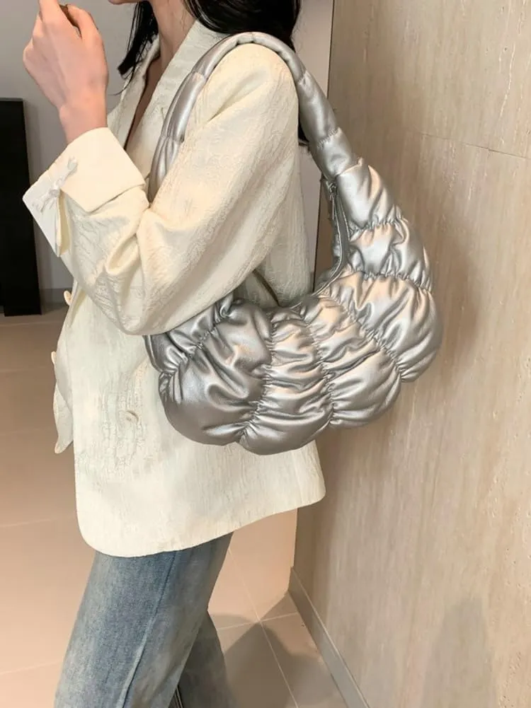 Slouchy Hobo Bags for Women Quilted Shoulder Bags for Women Lightweight Cloud Bag Retro Carryall Bag Handbags 2024