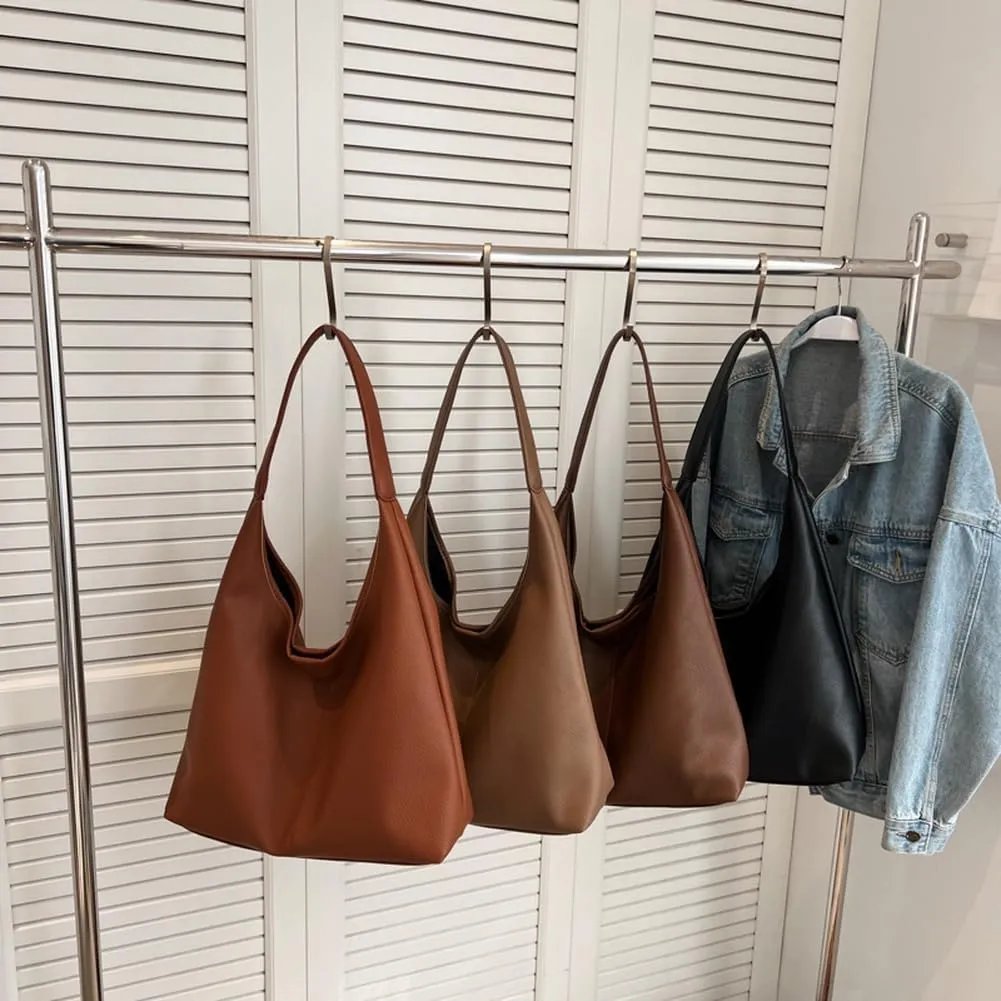 Slouchy Hobo Bags for Women Retro PU Leather Tote Crossbody Bag Soft Large Capacity 2pcs Shoulder Purses Handbags 2025