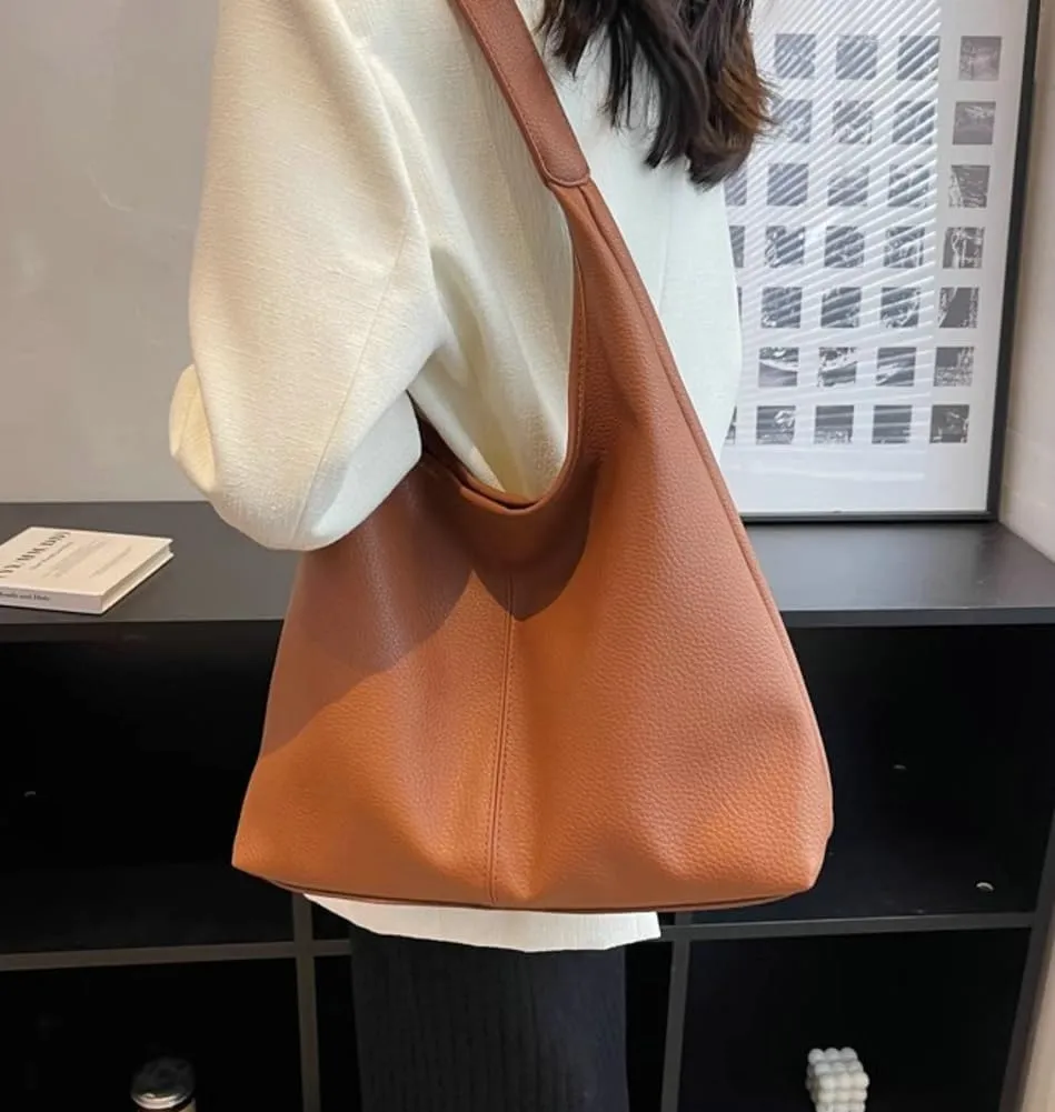 Slouchy Hobo Bags for Women Retro PU Leather Tote Crossbody Bag Soft Large Capacity 2pcs Shoulder Purses Handbags 2025