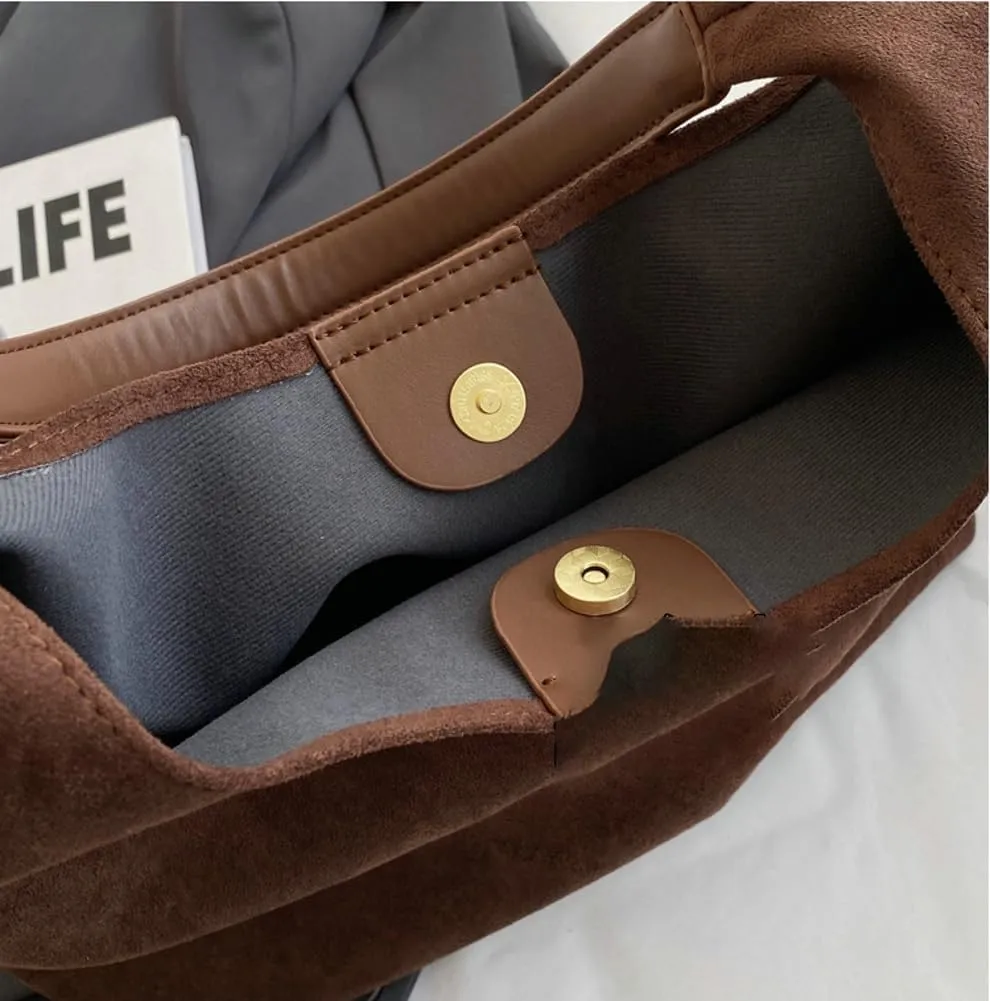 Slouchy Hobo Bags for Women Retro PU Leather Tote Crossbody Bag Soft Large Capacity 2pcs Shoulder Purses Handbags 2025