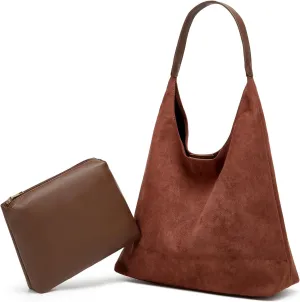 Slouchy Hobo Bags for Women Retro PU Leather Tote Crossbody Bag Soft Large Capacity 2pcs Shoulder Purses Handbags 2025