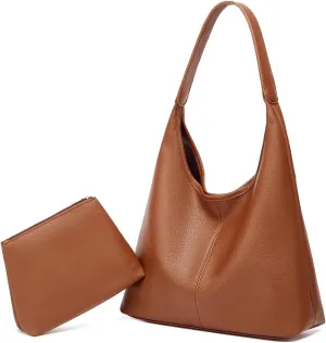Slouchy Hobo Bags for Women Retro PU Leather Tote Crossbody Bag Soft Large Capacity 2pcs Shoulder Purses Handbags 2025