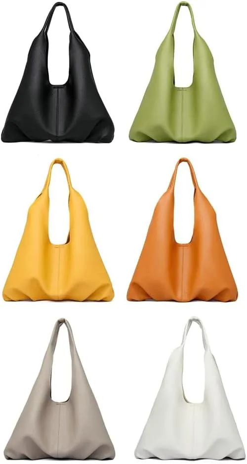 Slouchy Hobo Bags for Women Retro Vegan Leather Purse Luxury Designer Shoulder Bag Fashion Shopping Tote Bag 2pcs