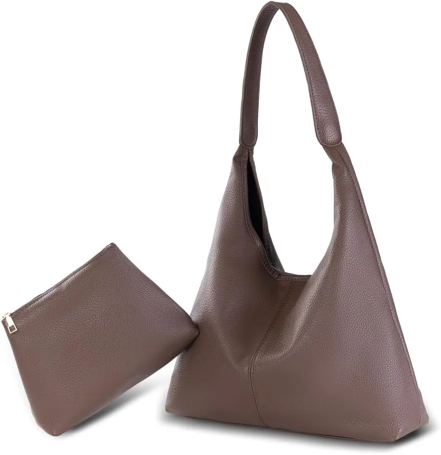Slouchy Hobo Bags for Women Retro Vegan Leather Purse Luxury Designer Shoulder Bag Fashion Shopping Tote Bag 2pcs