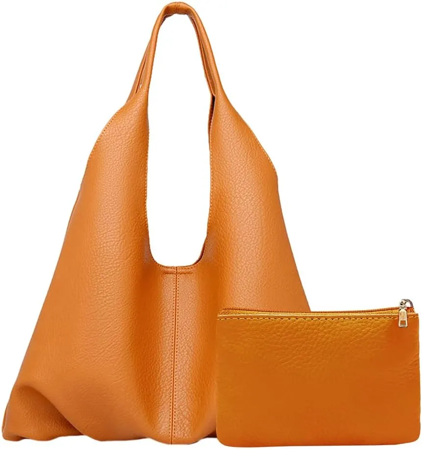 Slouchy Hobo Bags for Women Retro Vegan Leather Purse Luxury Designer Shoulder Bag Fashion Shopping Tote Bag 2pcs