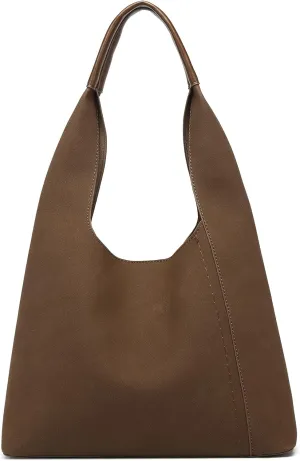 Slouchy Hobo Bags for Women, Shoulder Handbag Purse 2pcs Soft Tote Work Bag PU Leather Top Handle Bag