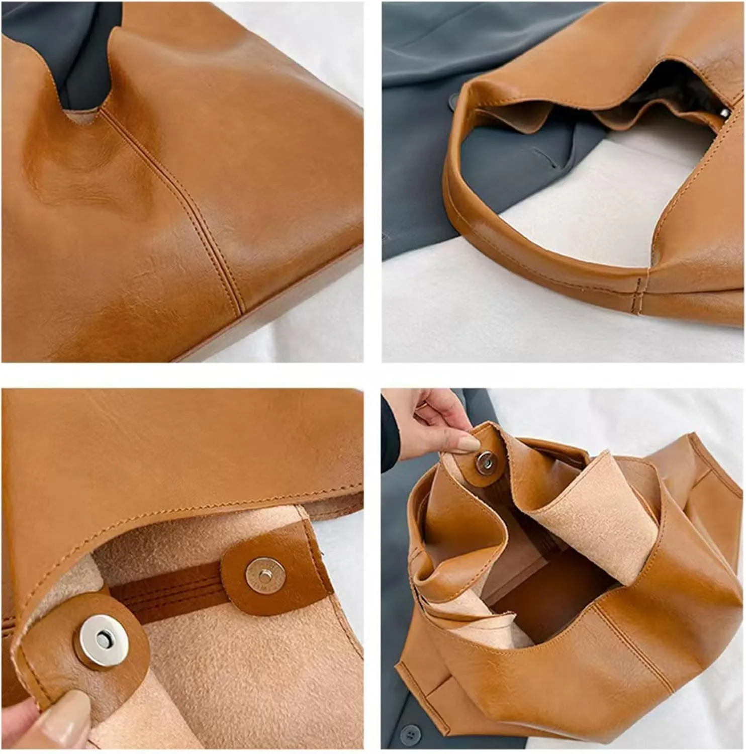 Slouchy Hobo Bags for Women Tote Bag Retro Soft Vegan Leather Crossbody Shoulder Bag Large Capacity Purses Handbags