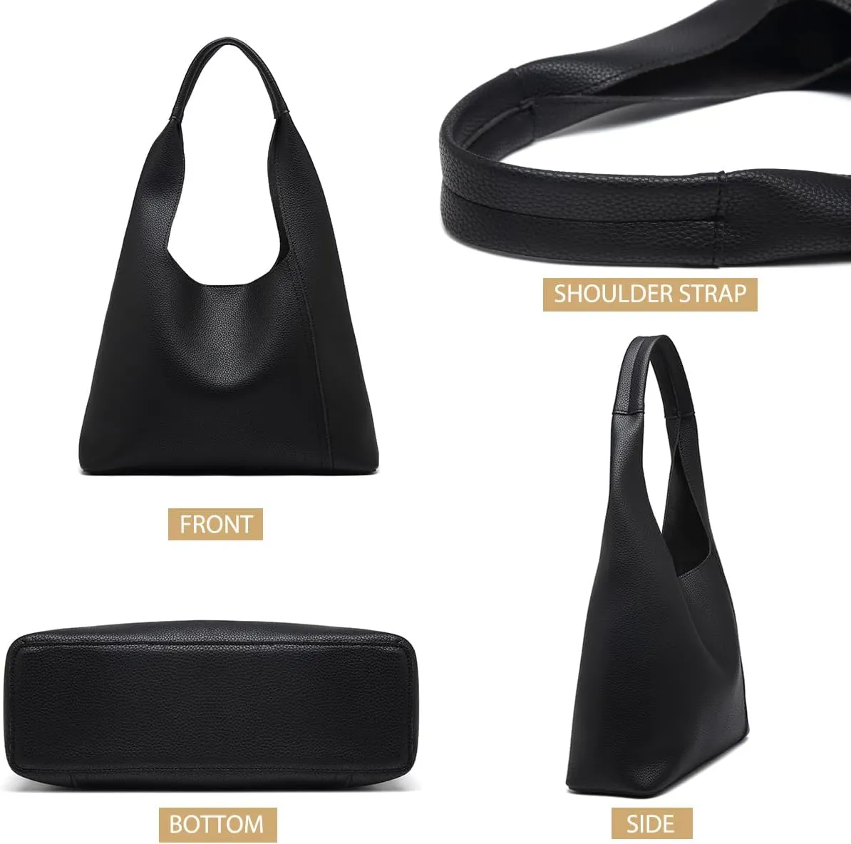 Slouchy Hobo Tote Bags for Women - Retro PU Leather Shoulder Handbag Purse Large Capacity 2pcs