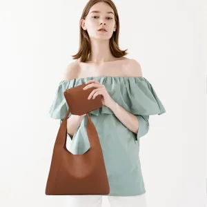 Slouchy Hobo Tote Bags for Women - Retro PU Leather Shoulder Handbag Purse Large Capacity 2pcs