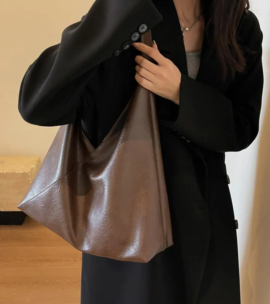 Slouchy Hobo Tote Bags for Women - Retro PU Leather Shoulder Purses - Large Capacity 2pcs Ladies Top Handle Handbag