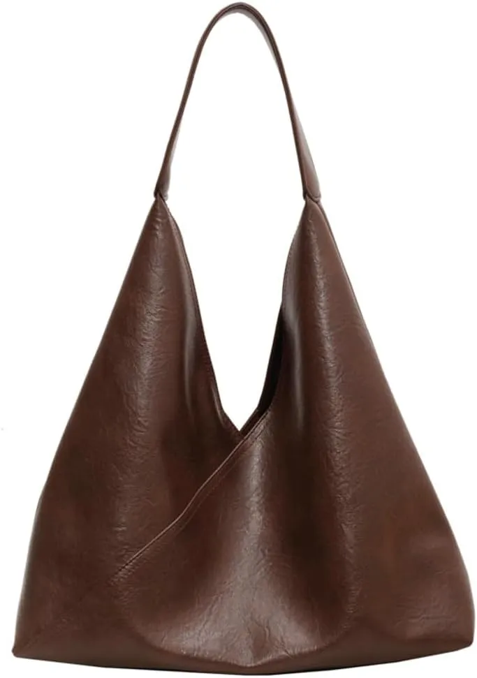 Slouchy Hobo Tote Bags for Women - Retro PU Leather Shoulder Purses - Large Capacity 2pcs Ladies Top Handle Handbag