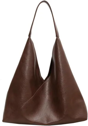 Slouchy Hobo Tote Bags for Women - Retro PU Leather Shoulder Purses - Large Capacity 2pcs Ladies Top Handle Handbag