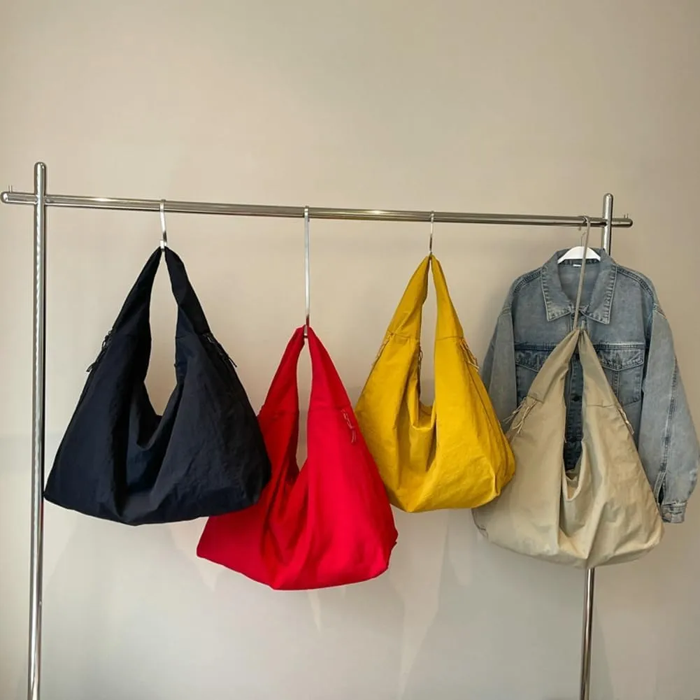 Slouchy Nylon Hobo Bags Women Underarm Shoulder Bag Crescent Crossbody Purses Trendy Large Travel Beach Tote Handbag