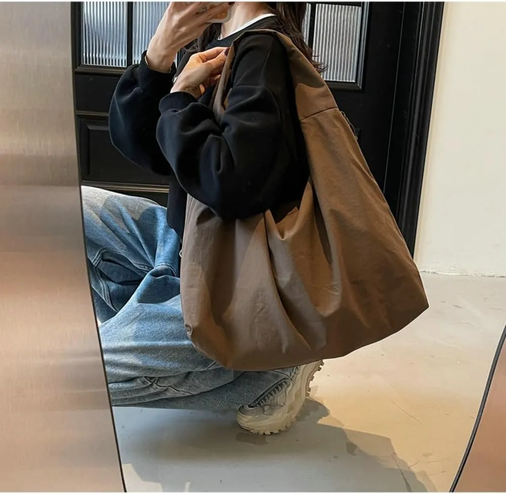 Slouchy Nylon Hobo Bags Women Underarm Shoulder Bag Crescent Crossbody Purses Trendy Large Travel Beach Tote Handbag