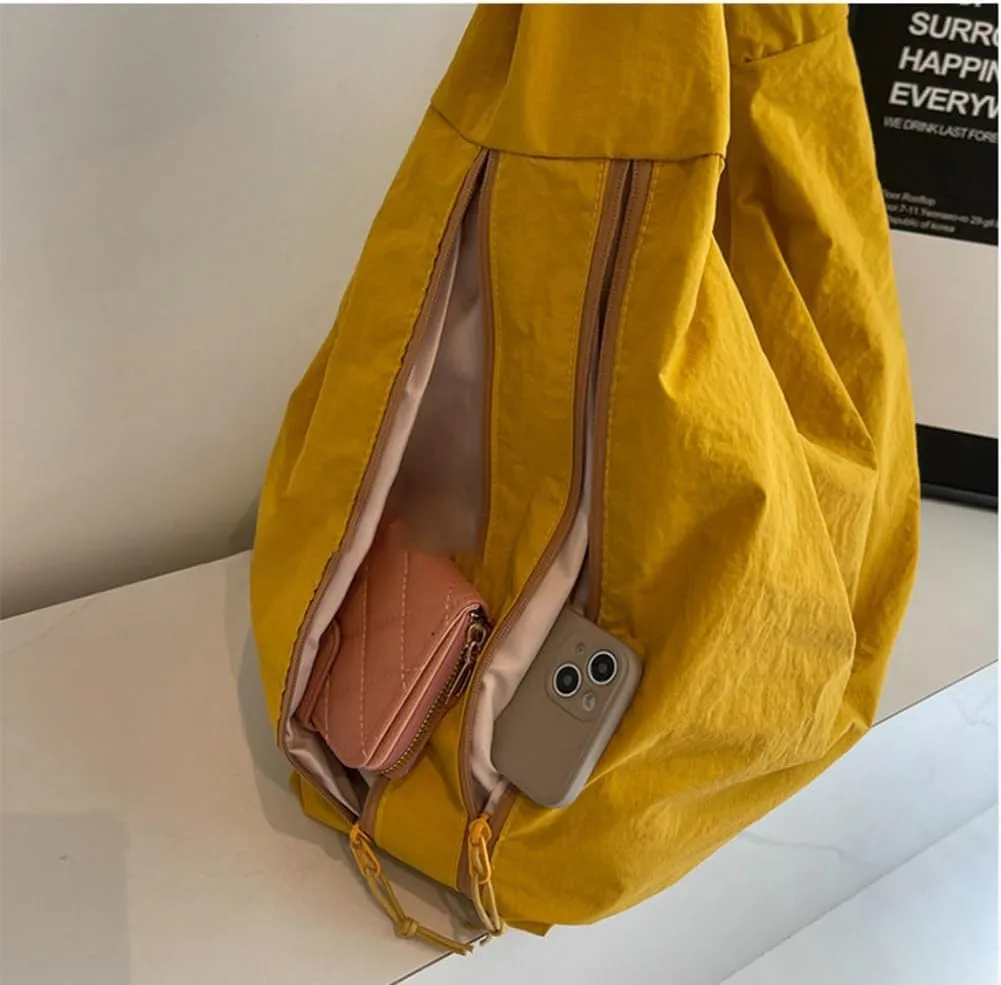 Slouchy Nylon Hobo Bags Women Underarm Shoulder Bag Crescent Crossbody Purses Trendy Large Travel Beach Tote Handbag