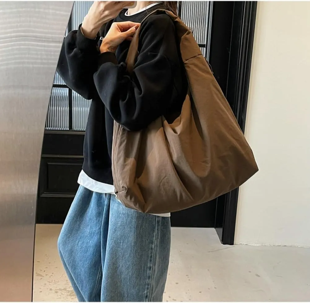 Slouchy Nylon Hobo Bags Women Underarm Shoulder Bag Crescent Crossbody Purses Trendy Large Travel Beach Tote Handbag