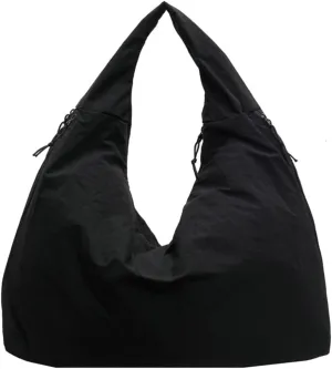 Slouchy Nylon Shoulder Bags for Women Large Dumpling Handbags Lightweight Canvas Tote Purse for Daily Use