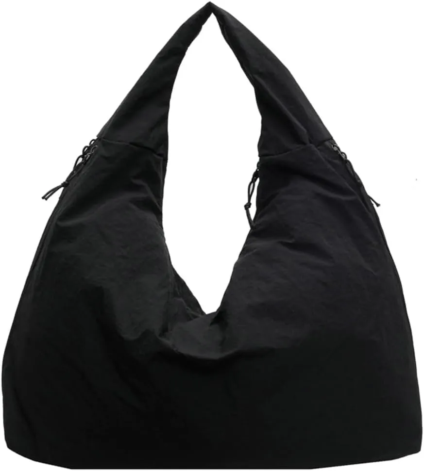 Slouchy Nylon Shoulder Bags for Women Large Dumpling Handbags Lightweight Canvas Tote Purse for Daily Use