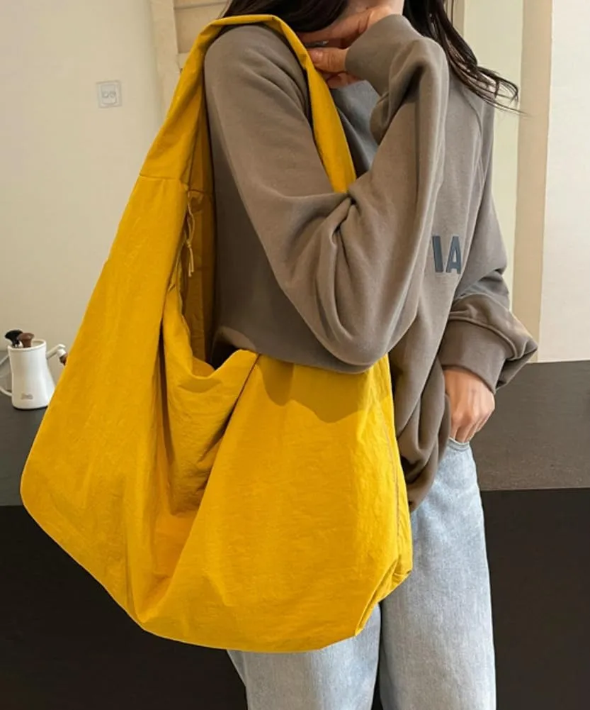 Slouchy Nylon Shoulder Bags for Women Large Dumpling Handbags Lightweight Canvas Tote Purse for Daily Use