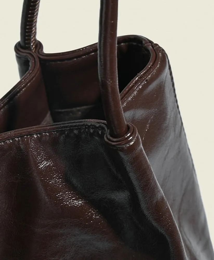 Slouchy Patent Leather Tote Bags for Women Elegant Bucket Bag for Women Office Tote Bag Purse Clutch Handbag Carryall