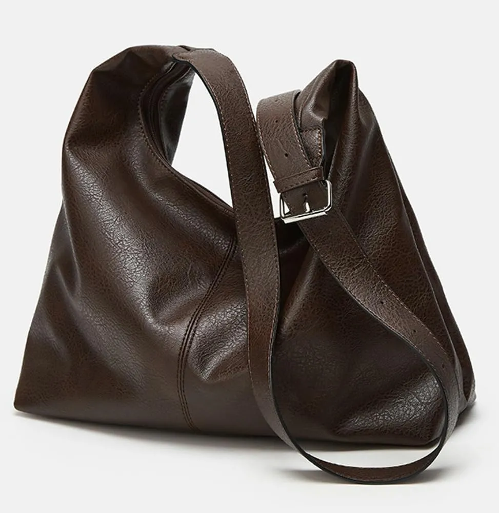 Slouchy PU Leather Hobo Bags Women Trendy Shoulder Bag Crescent Satchels Crossbody Purse Cute Travel Work Tote Handbag