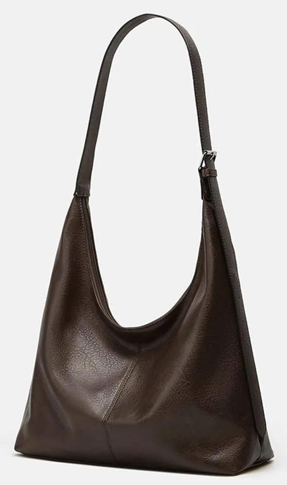 Slouchy PU Leather Hobo Bags Women Trendy Shoulder Bag Crescent Satchels Crossbody Purse Cute Travel Work Tote Handbag