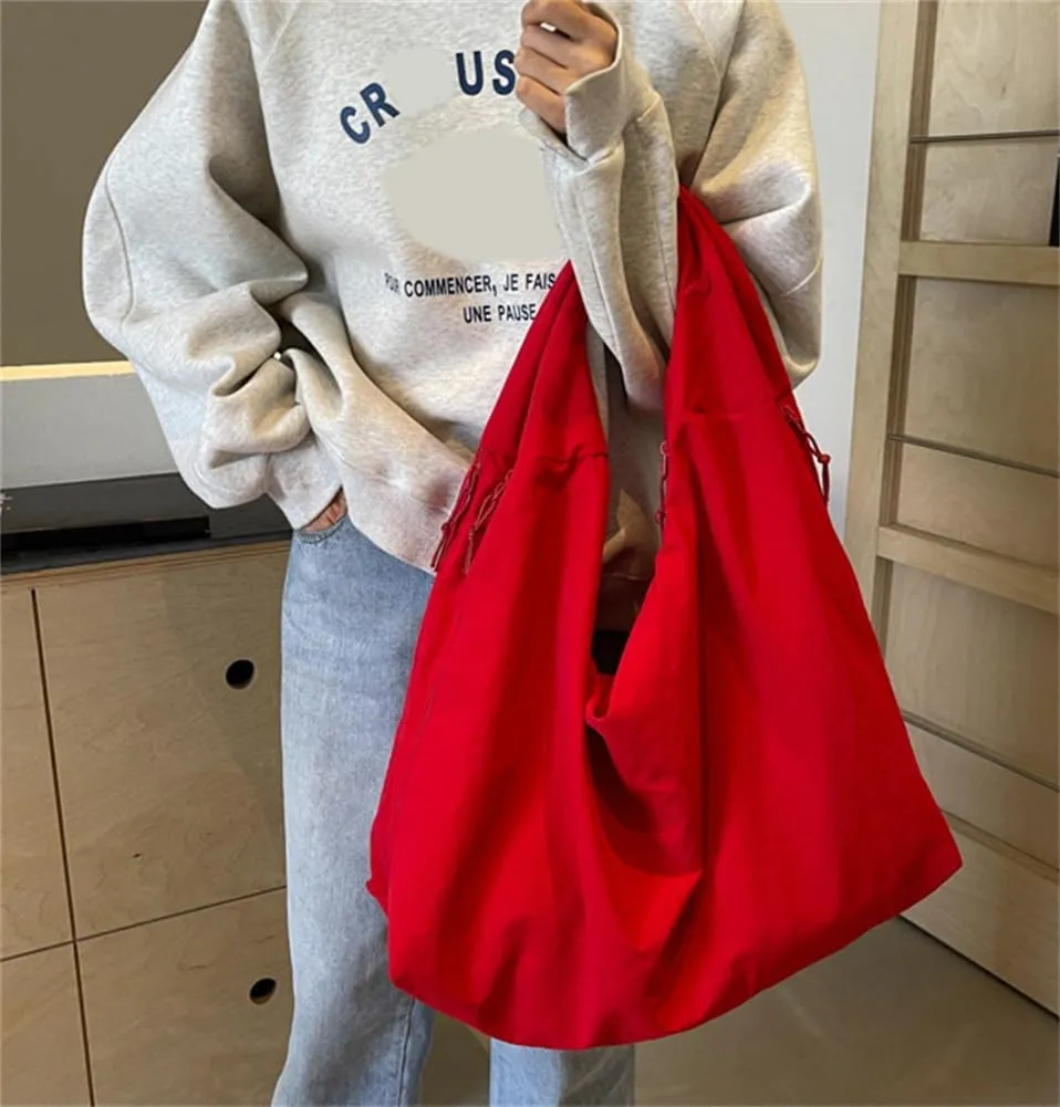 Slouchy Tote Bag for Women Underarm Hobo Bags for Women Nylon Shoulder Bag Solid Color Draped Purse Travel Work Vacation 2025