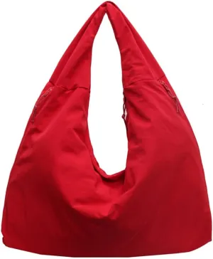 Slouchy Tote Bag for Women Underarm Hobo Bags for Women Nylon Shoulder Bag Solid Color Draped Purse Travel Work Vacation 2025