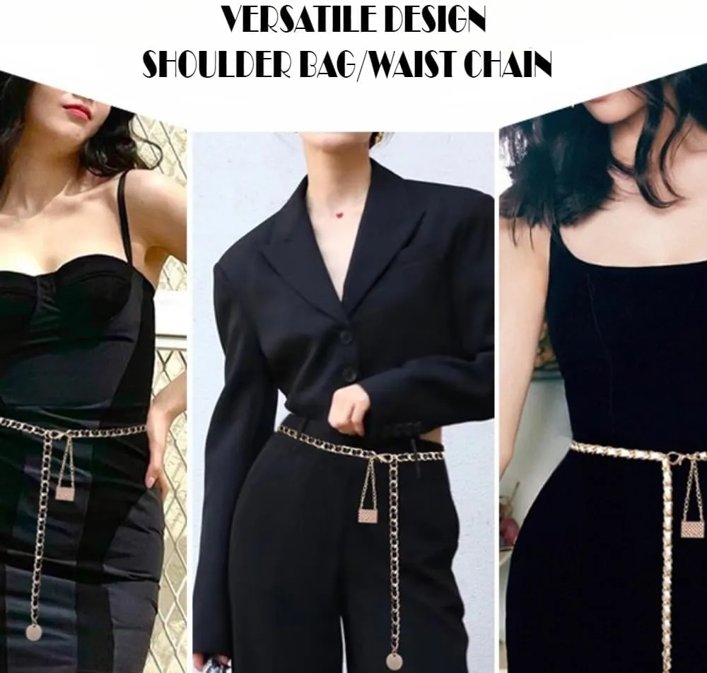 Small Belt Bag Women Crossbody Waist Chain Belt Mini Crossbody Purse Y2k Gold Purse Vintage Accessories
