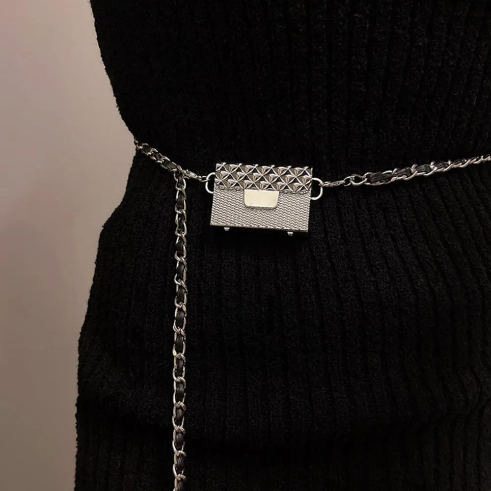 Small Belt Bag Women Crossbody Waist Chain Belt Mini Crossbody Purse Y2k Gold Purse Vintage Accessories