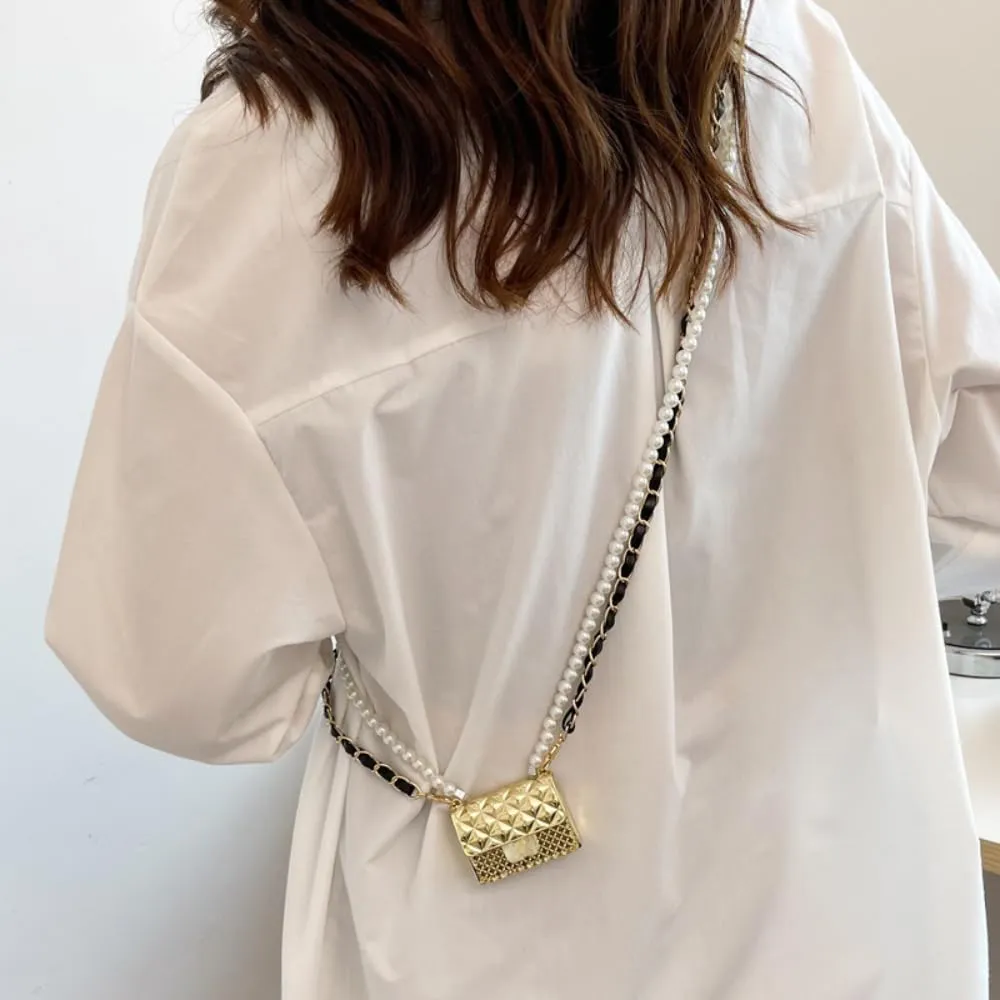 Small Belt Bag Women Crossbody Waist Chain Belt Mini Crossbody Purse Y2k Gold Purse Vintage Accessories