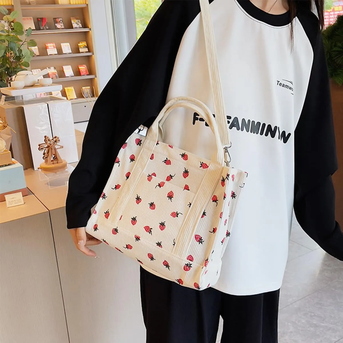Small Corduroy Tote Bag for Women Mini Crossbody Purses for TeensHandbags Shoulder Bags Satchel