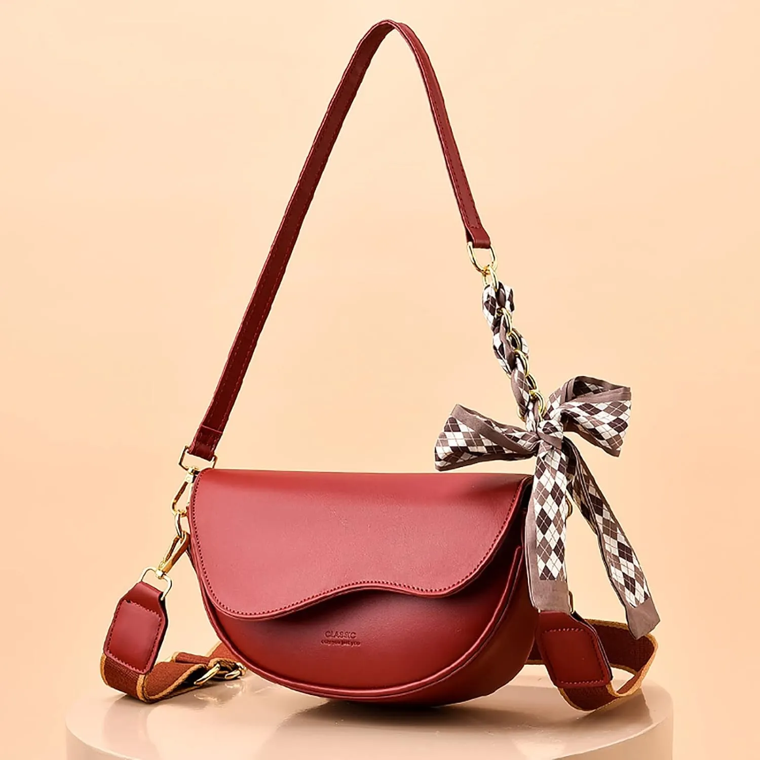 Small Crossbody Handbags For Women Multipurpose Soft Shoulder Bag Lightweight Retro Tote Bag Shoulder (Red, One Size)