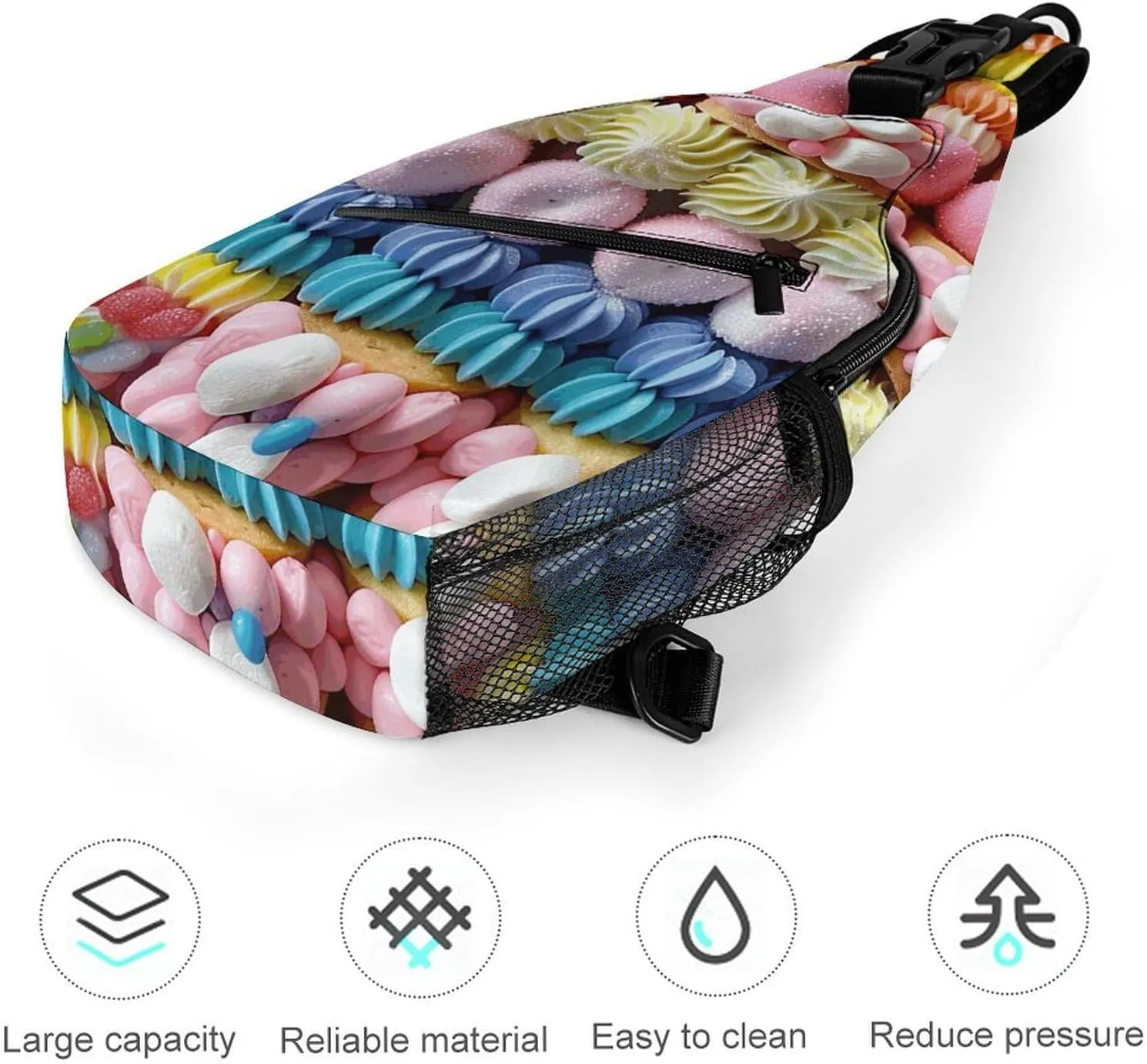 Small Crossbody Sling Backpack Candy And Marshmallows Chest Bags for Traveling Chest Fashion Shoulder Bag