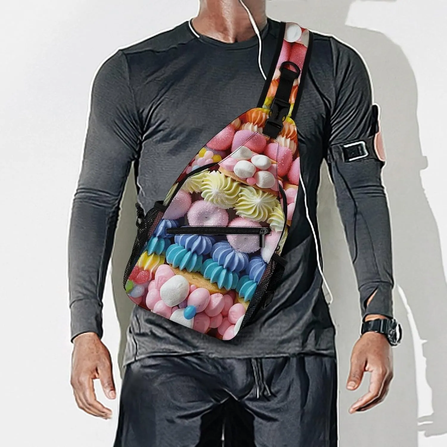Small Crossbody Sling Backpack Candy And Marshmallows Chest Bags for Traveling Chest Fashion Shoulder Bag