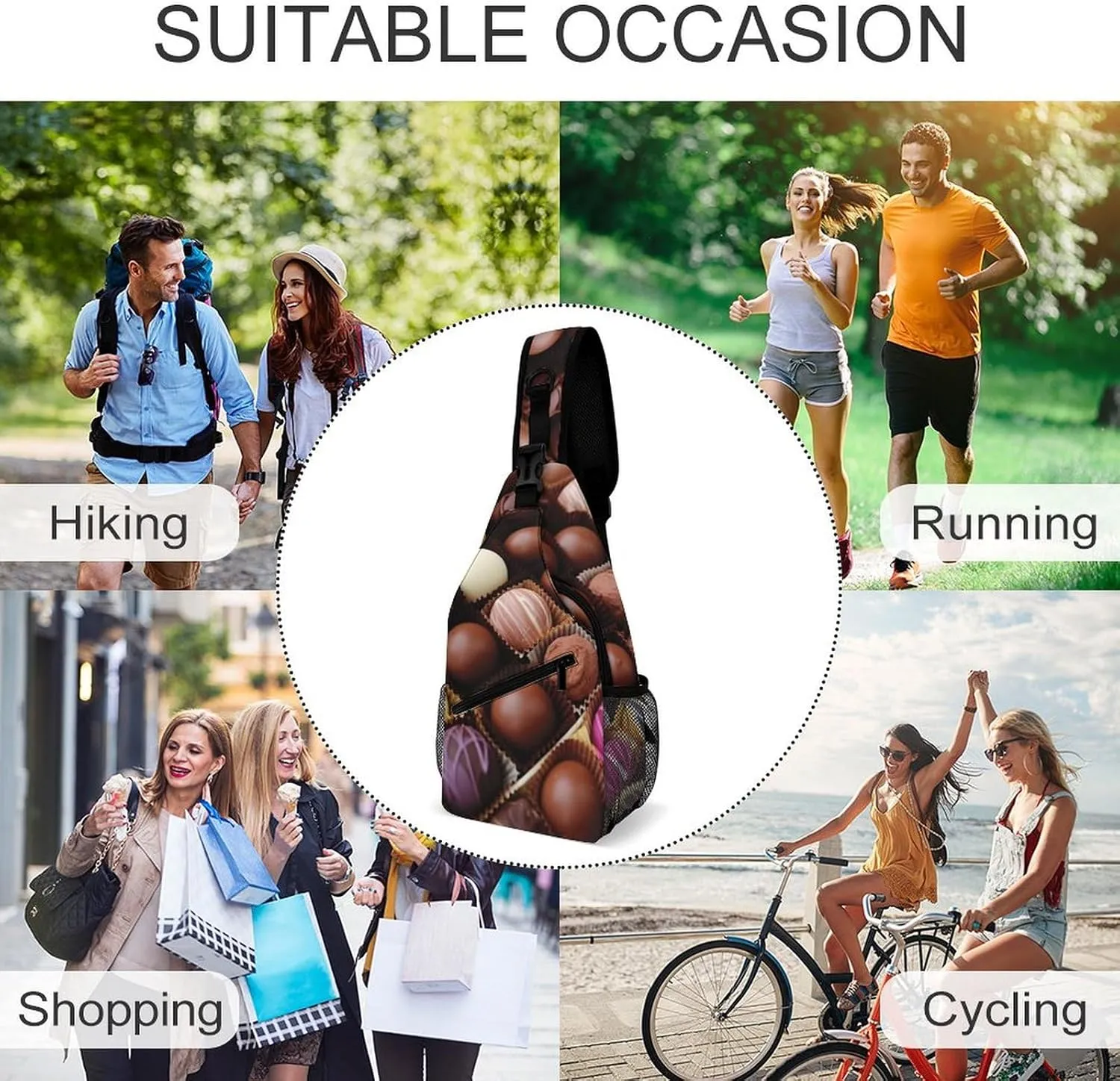 Small Crossbody Sling Backpack Color Chocolate Chest Bags for Traveling Chest Fashion Shoulder Bag