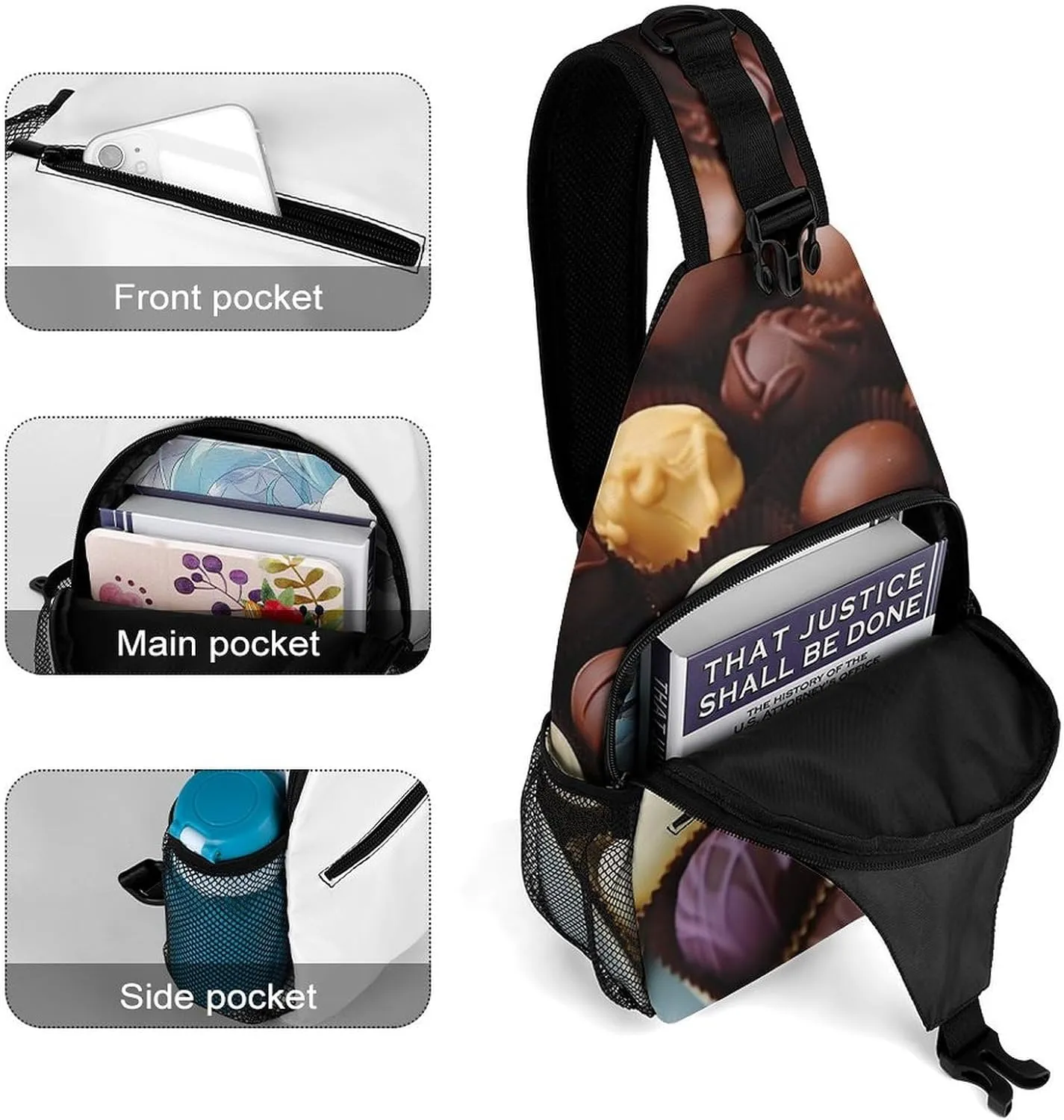 Small Crossbody Sling Backpack Color Chocolate Chest Bags for Traveling Chest Fashion Shoulder Bag