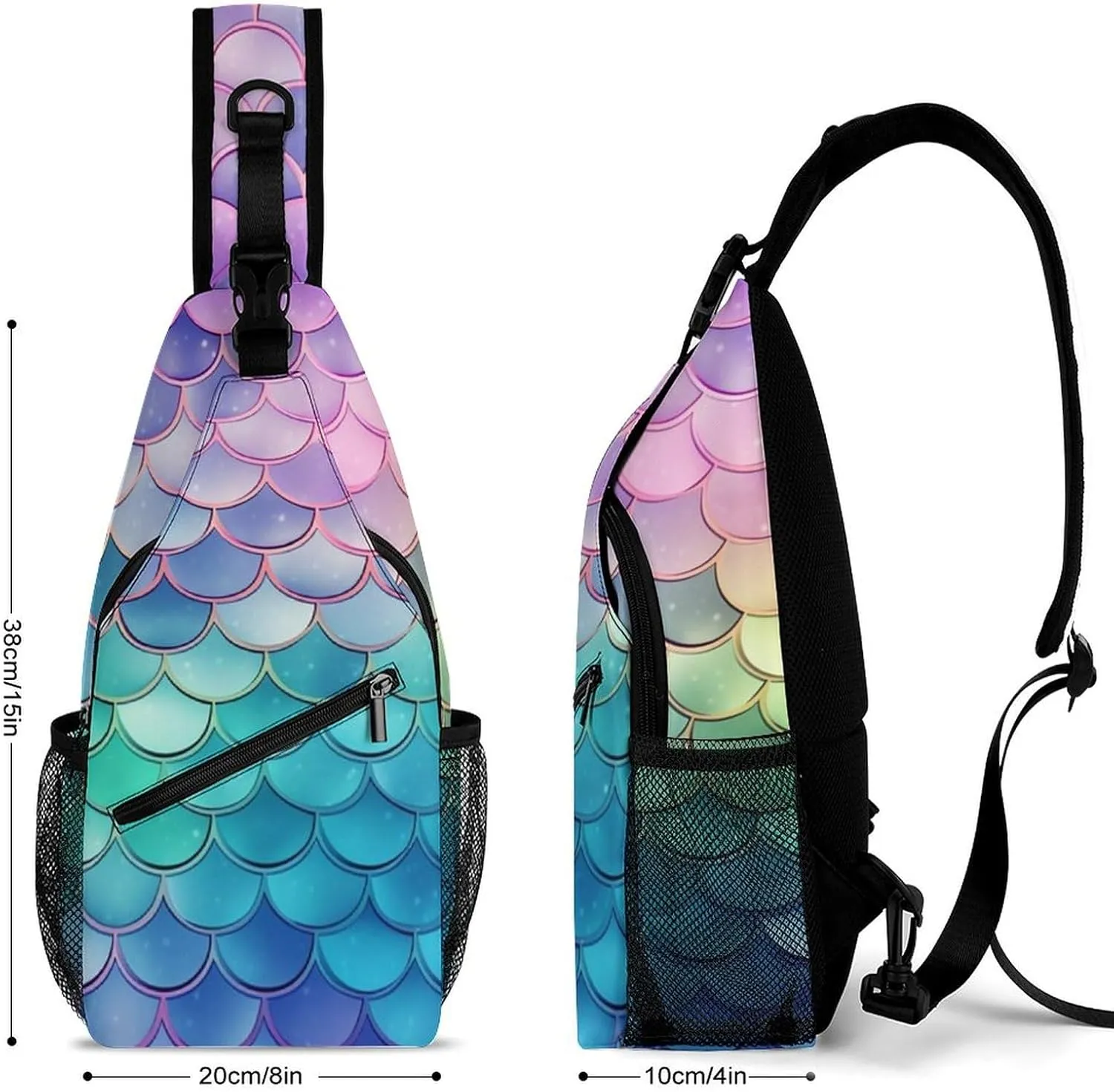 Small Crossbody Sling Backpack Dreamy Gradient Scales Chest Bags for Traveling Chest Fashion Shoulder Bag