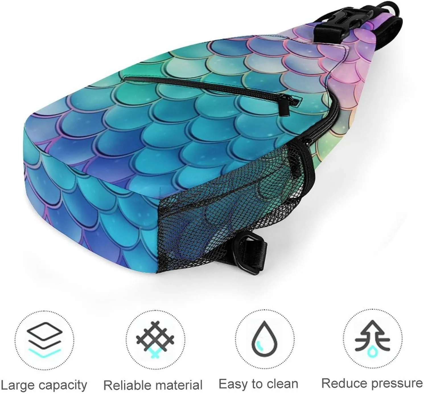 Small Crossbody Sling Backpack Dreamy Gradient Scales Chest Bags for Traveling Chest Fashion Shoulder Bag