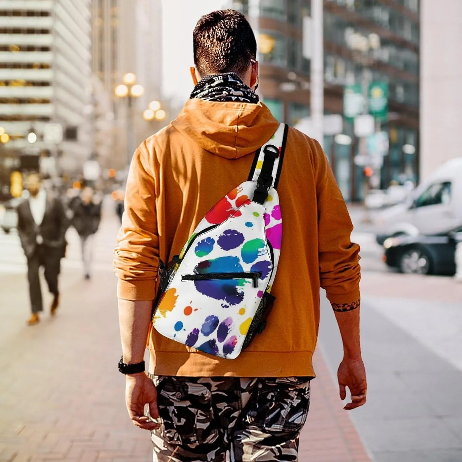 Small Crossbody Sling Backpack Maroon And Yellow Chest Bags for Traveling Chest Fashion Shoulder Bag