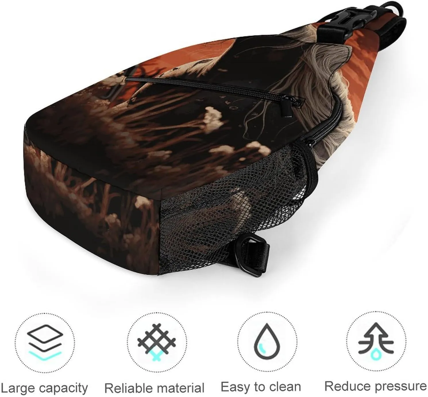 Small Crossbody Sling Backpack Romantic Mustang Chest Bags for Traveling Chest Fashion Shoulder Bag