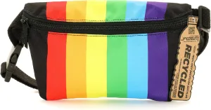 Small Fanny Pack 80s/90s Slim Bum Bag Unisex Crossbody Belt Bag for Travel, Festivals, & Daily Use Rainbow Stripe Black