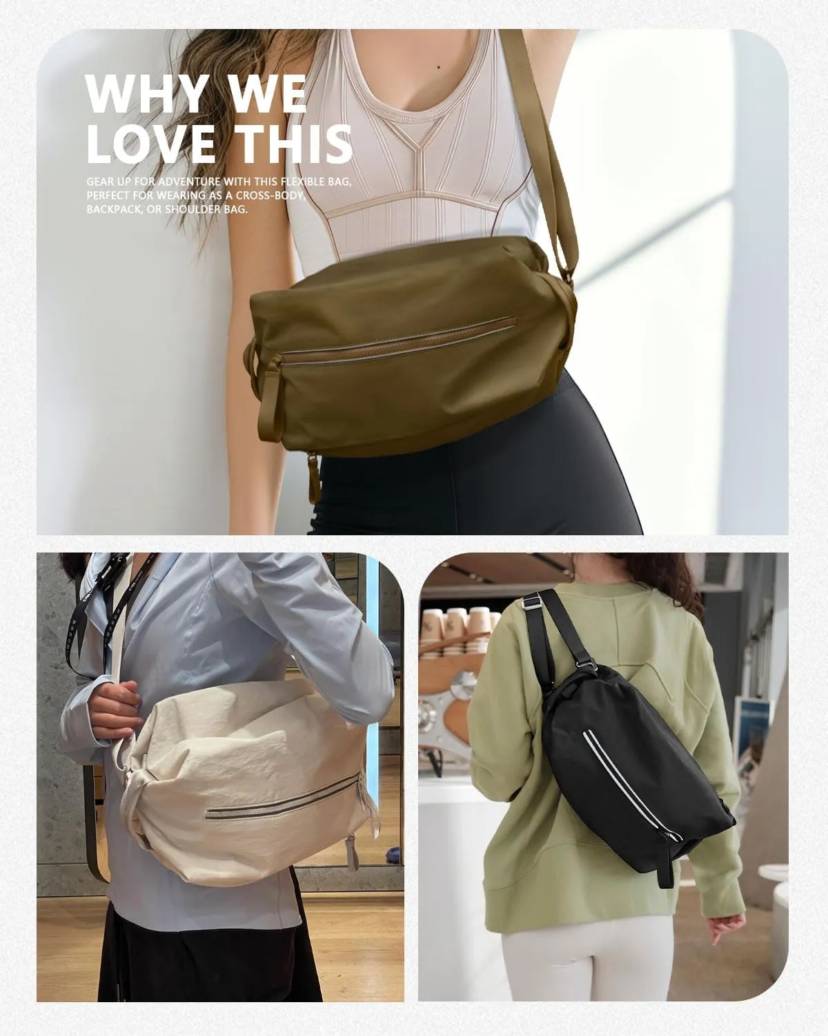 Small Gym Bag for women men, Stylish Compact Sports Bag, Small Duffle Bag Crossbody Bags for women men, Suitable For Gym Work Fitness Travel, 3 in 1 Duffle Bags