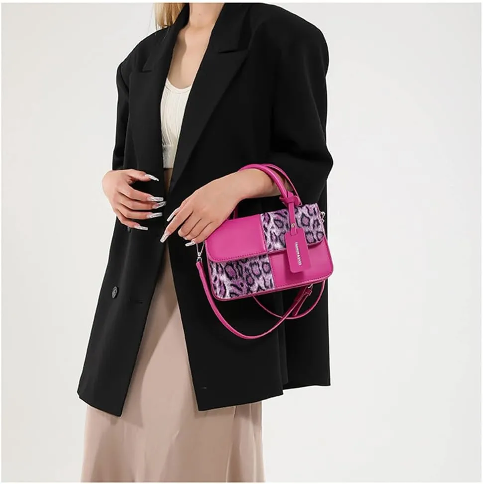Small Leopard Print Top Handle Tote Bag with Shoulder Strap Cheetah Print Satchel Handbag Leopard Crossbody Shoulder Bag