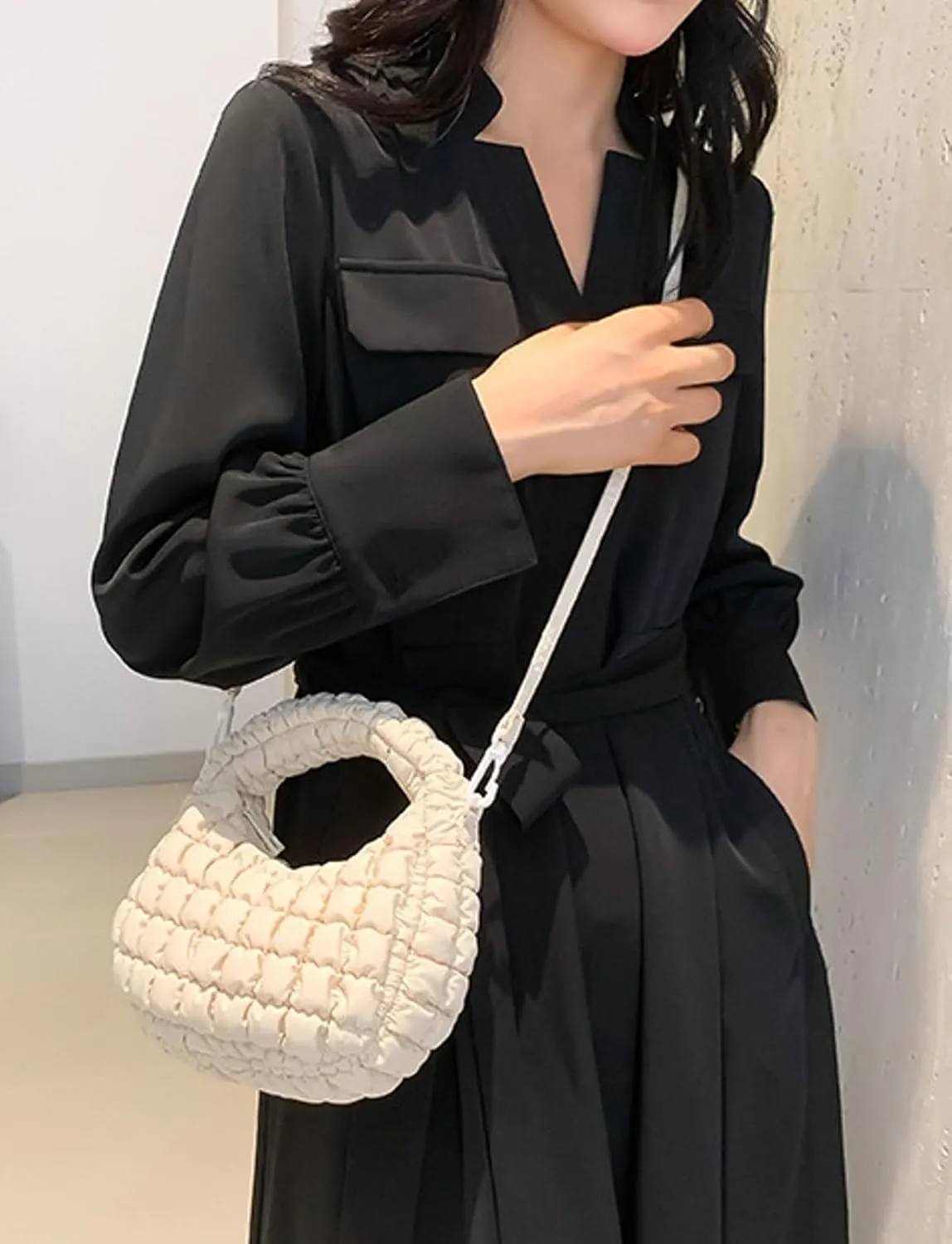 Small Puffer Quilted Shoulder Purse Women 2025 Crossbody Bag Bubble Mini Tote Bag Nylon Handbag Pad Soft Handbag