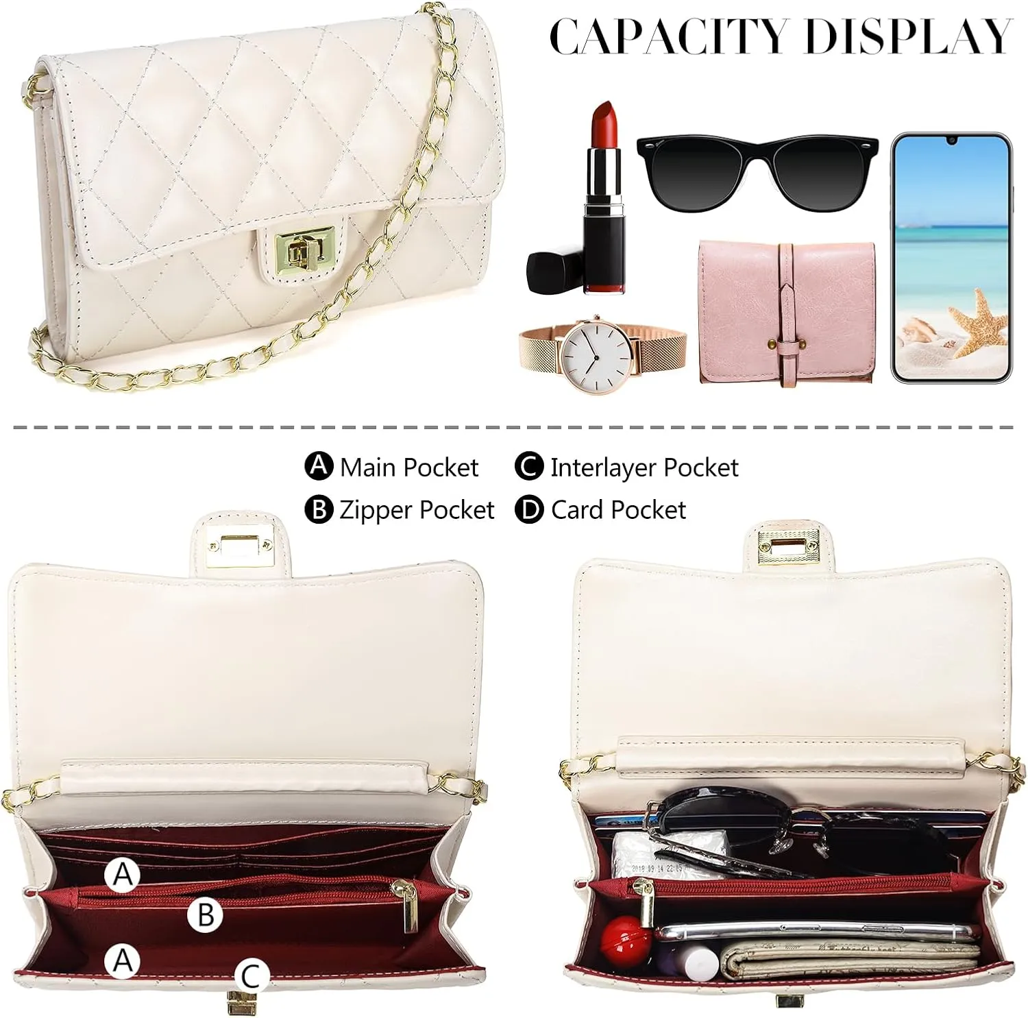 Small Quilted Crossbody Bags for Women Trendy Ladies Shoulder Bag Satchel HandBag Mini Purse Women